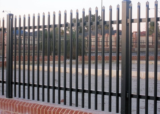 Black Q195 2400mm Width Steel Tubular Fencing For Ornamental