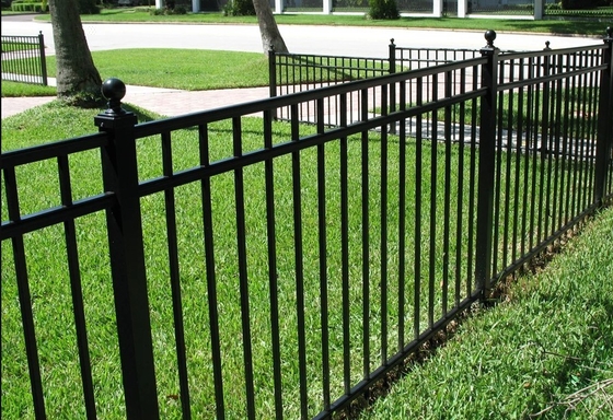 Durable Steel Bar Wrought Iron Fence 6ft High Prefabricated Ornamental