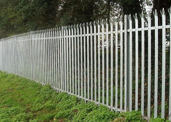 Single Pointed 2.4m Galvanised Steel Palisade Fencing For Security