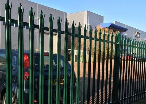 Green Color 2.4m High Steel Palisade Fencing W Section Easily Assembled